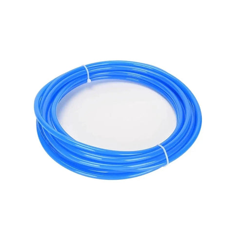 Premium Polyurethane Air Hose Tubing For Compressors And Pneumatic Gear 10 X 6.5 Millimeter Black 100 Meter Reel Kink Resistant flexible blue tubing on a white background