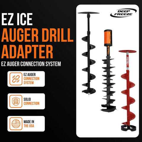 EZ Ice Auger Drill Adapter For Cordless Drill Snap On Quick Connect System Fits Pistol Bit K Drill Lite Flite Ice Fishing Augers