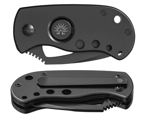 Slick Blackout Pocket Tank Folding Utility Knife Built Tough For Daily Grind featuring steel blade and button lock.