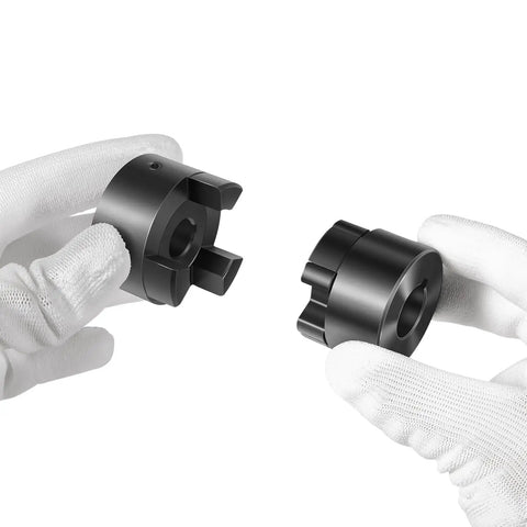 Flexible Three Piece L Claw Coupling Kit With Half Inch To Three Quarter Inch Bore Nitrile Rubber Spider Inserts DIY Friendly And Beefy HT250 Steel Housings For Machine Tools CNC Steppers Servos Motors Guideways Lead Screws And Spindle Drive