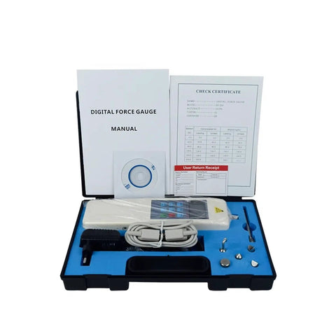 Rugged Digital Display Dynamometer And Push Pull Force Tester For Accurate Compression Testing In N Kg Or Lb Units With Clear Readout And Beefy Reliability And Real Time Data For Engineers And Techs, kit case