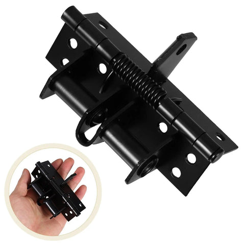 Invisible Self-Closing Door Hinges With Adjustable Spring Tension And 90 Degree Rotation, Zinc Alloy Construction Prevents Slamming. Shown in hand for scale.
