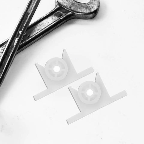 Ten Pack White ABS Cabinet Door Ball Catch Roller Latch Hardware For Cupboard Doors With Dual Wheel Design Delivers Smooth Quiet Opening And Effortless Closing No Squeak In Kitchen Or Closet with tools shown for scale