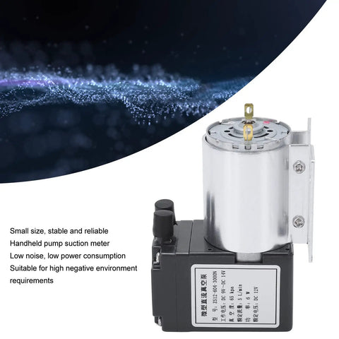 Dc 12V Mini Vacuum Pump With Quiet Operation Oil-Free Design For Sampling Instruments, compact aluminum body, handheld suction pump.
