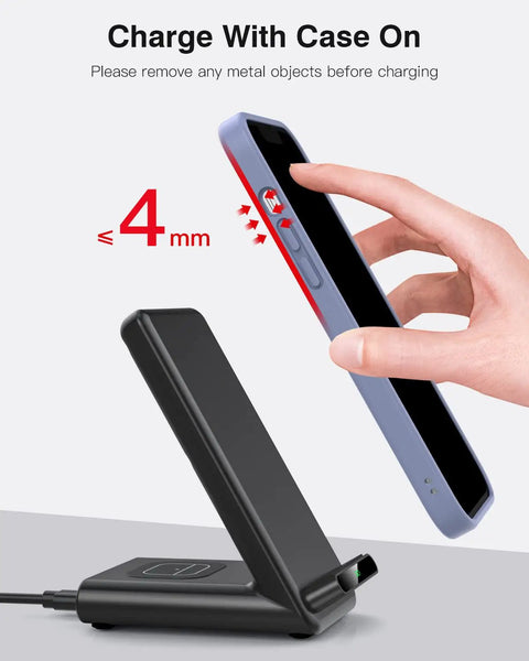 3 In 1 Wireless Charging Dock For Apple Watch Series Ultra Through 3, iPhone 12 Through 17, And AirPods Pro, case compatibility