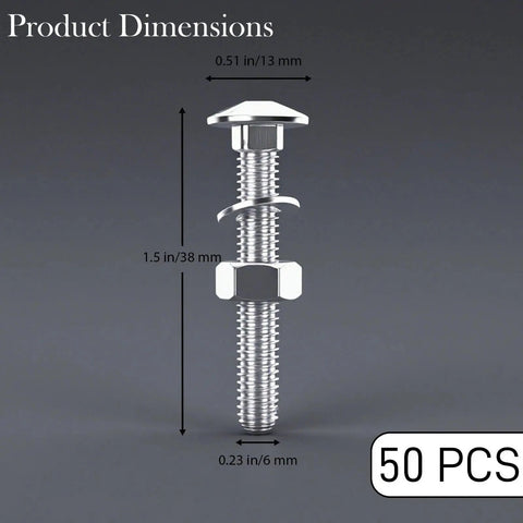 Heavy Duty 50 Piece Bench Slat Replacement Kit Featuring Galvanized M6x35mm Bolts For Metal Frame Outdoor Seating Built Tough As Nails Fits 17 To 21 mm Wood Planks close-up of dimensions of M6 bolt and nut