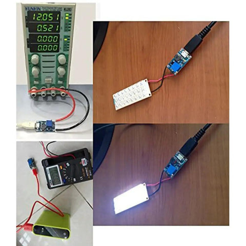 Dope Boost Converter DC DC Step Up Module With Micro USB Input 2V To 24V In 5V To 28V Adjustable Output 2A Max Current shown in use