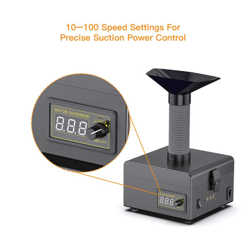 Heavy Duty Fume Extraction System With USB And LED, 150W, 180 m3/h strong suction showing speed control display