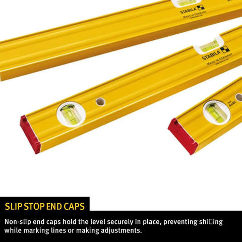 Built Solid Three Piece Spirit Level Kit Including 48 Inch 24 Inch Plus 12 Inch Precision Vials with visible slip stop end caps.