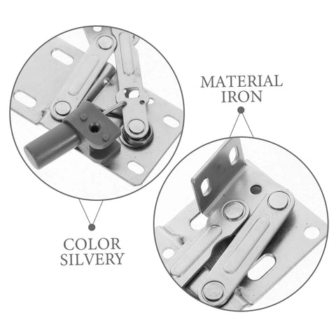 Soft Close Surface Mount Cabinet Hinges With Concealed Tip Out Tray Hardware 2 Pack Noiseless Damping Mechanism For Kitchen Cupboards Easy Installation Durable Iron Construction, close-up view showing silvery iron material