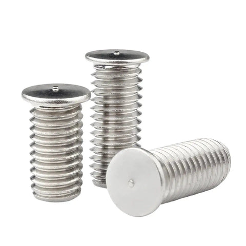 Bulletproof 316 Marine Grade Stainless Steel Weld Studs For Heavy Duty DIY Workshop Gear, M4 M5 M6 M8 sizes, flat head design.