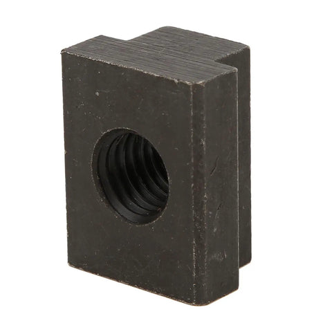 Beefy High Strength T Slot Nut With Black Oxide Finish Threaded For A Tight Rock Solid Fit In Machine Tool Table Slots Undersized For Precise T Slot Alignment In 45 Steel Construction, black steel threaded block