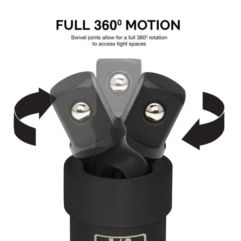 Impact Universal Joint Socket Swivel Set with 360° motion