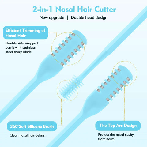 Five Pack 2 In 1 Nasal Hair Cutter Double Sided Nose Hair Trimmer Upgraded 360 Degree Rotating Manual Nose Trimmer Portable