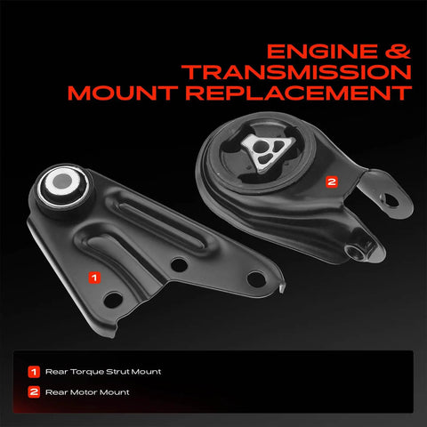 Heavy Duty Engine Motor Mount And Torque Strut Mount Replacement Kit For Mazda 3 And Mazda 5 Automatic Transmission, black steel design.