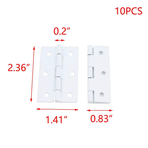 White Box Hinges 2.36 By 1.41 Inches Iron Cabinet Hinges With Screws Pack Of 10 shown with measurements