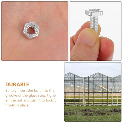 Aluminum Greenhouse Bolts And Nuts Kit 100 Sets Rust Proof Garden Hardware For Greenhouse Construction And Maintenance Multipurpose Screws And Fasteners For Aluminum Frame Greenhouses