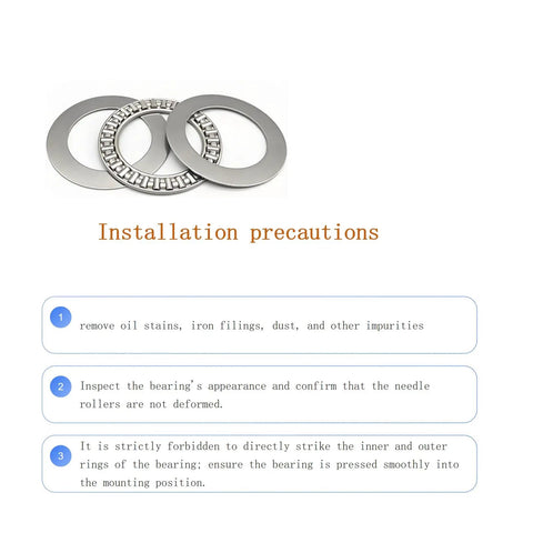 Installation precautions for Two Pack High Precision Thrust Needle Roller Bearings With Washers Bearing Steel Material