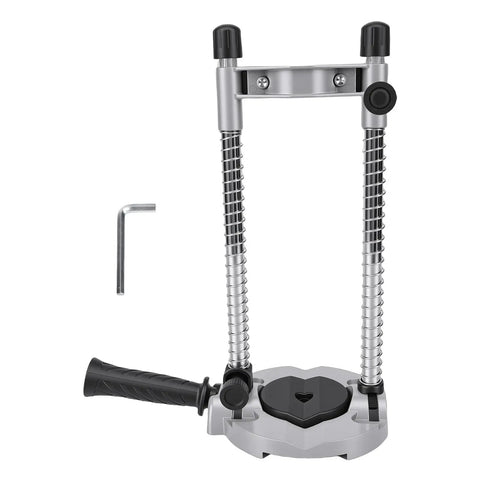 Portable Drill Guide With 90 Degree Adjustable Drill Press Attachment For Angled And Straight Holes, Pro Grade Aluminum Cast Iron Jig