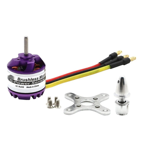 High Performance Brushless Motor for RC Drones, Helis, and Planes, Four KV Options 750KV 850KV 1000KV 1300KV, motor parts shown