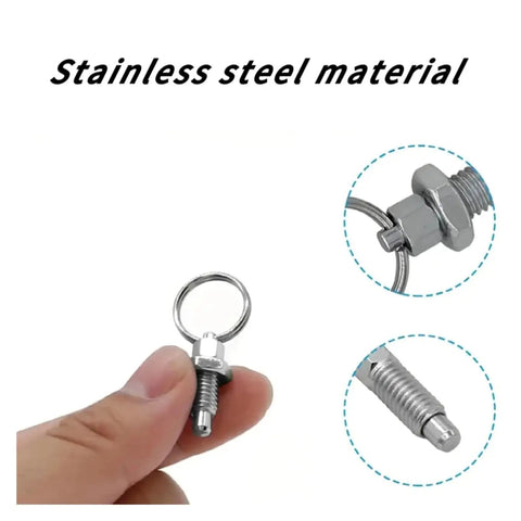 Bulletproof Stainless Steel Spring Plunger Pins Two Piece Kit M10 By Twenty Millimeter with pull ring for indexing action.