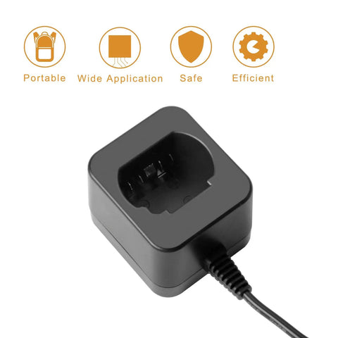 8V Li Ion Charger For Pod Style Battery Compatible With DCB080 DCF680N1 DW4390 DCF680N2 DCF680G2 100 To 240V AC Input 8V 1.5A Output Short Circuit Protection Not For Ni MH Ni Cd Batteries showing portable and efficient design