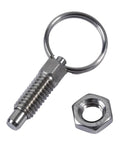 Durable Stainless Steel Thumb Knob Plunger Pins Four Piece Set Spring Loaded Indexing Switches For Tight Precision Work That Give Huge Bang For Your Buck On Any Garage Or Shop Build, with hex nut and keyring.