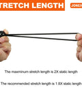 Hands stretching a cord from the 36 Pack Ball Bungee Cords Set In Assorted Sizes 4 Inch, 6 Inch, 9 Inch, And 12 Inch, 5mm Heavy Duty Elastic Cords With 1 Inch Balls, UV Resistant Thai Natural Latex, Tie Down For Canopies, Tents, And Camping, Black.