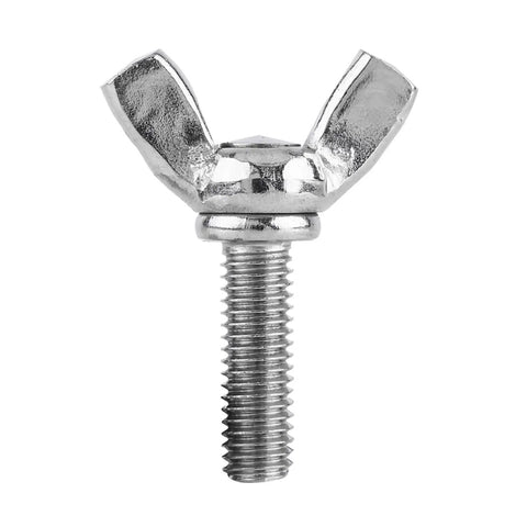 Close-up of Five Pack M5 Wing Screws 304 Stainless Steel Butterfly Bolts Kit For Industrial And Home Appliance Assembly Built Tough Marine Grade Rust Resistant Heavy Duty Machine Thread Fasteners In 12mm Length Options showing stainless steel finish