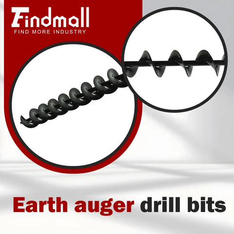 Close-up of 24 Inch Earth Auger Bit With 8mm Hex Shank For Yard Garden Planting Posts Or Umbrella Hole Digger Heavy Duty Steel Pro Grade