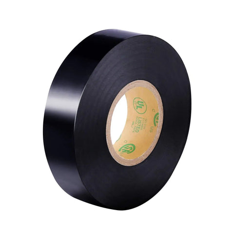 Roll of 10 Pack Black Waterproof Electrical Tape Three Quarter Inch by Sixty Six Feet Pro Grade Industrial UL CSA Listed High Temp Vinyl Tape.