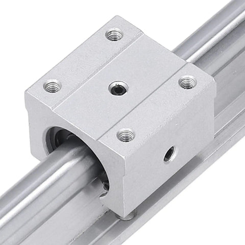 Two Piece 300mm Steel Linear Rail Guide With SBR16 Slide Block For CNC Parts And Precise Motion, Easy Install With Five Mounting Holes On Each Block, Heavy Duty Steel Rails For Reliable Smooth Linear Travel close-up