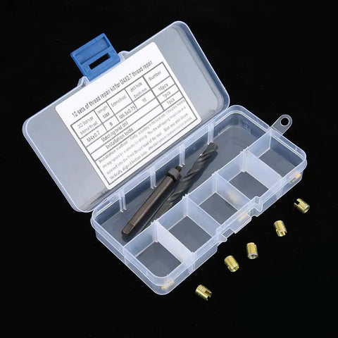 12 Piece M4x0.7 Thread Repair Kit With Self Thread Inserts Drill And Installation Tool in plastic case