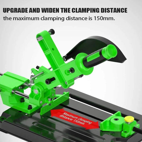 Universal Angle Grinder Stand Converter And Workstation Bracket For 100 115 125mm Grinders Polishing And Cutting Multi Angle Desktop Mount With Pull Rod Fits Two Sided M8 M10 Holes with a maximum clamping distance of 150mm.