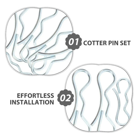 Bow Tie Lock Cotter Pins And Deck Clip Fasteners Assortment Kit for trailer hitches, lawn mowers, truck decks
