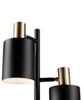 Annecy 58 Inch Rustic Floor Lamp With 3 Lights, Dark Bronze Finish, detailed view of bulb sockets and shade mountings