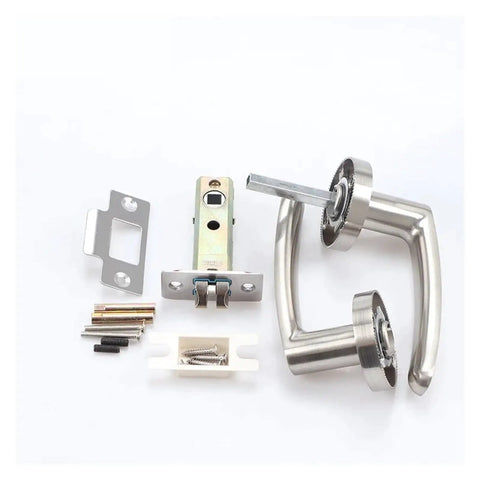 Sturdy Zinc Alloy Door Handle Lock Cylinder With Three Pole Ball Mechanism For Bedroom And Bathroom Silver Finish Easy Install Durable Door Hardware Upgrade