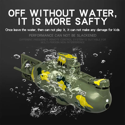 Mini RC Submarine With Waterproof Hull High Speed Remote Control Diving Boat cascading bubbles in water