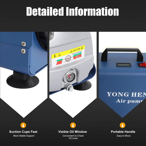 Heavy Duty 4500 Psi High Pressure Air Compressor Pump Electric Pcp Airgun Charger showing suction cups, visible oil window, and portable handle.