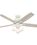 Donegan Fresh White 52 Inch Ceiling Fan With LED Light Kit Pull Chain Quiet Multi Speed Reversible Motor For All Year Comfort