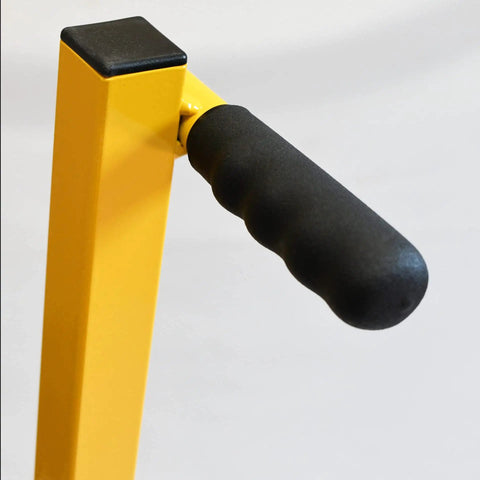 Handle of Beefed-Up Heavy Duty Portable Reel Buck With Adjustable Steel Cable Reel Stand, 1000 Lb Capacity, close-up view