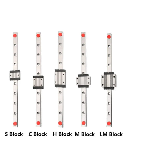 Precision High Performance Linear Guide Rail Kit MGN7 100 To 1000mm Length Pre-Drilled Smooth Motion Block Low Friction Sleek Design Easy Install For CNC And Robotics Projects, five block types