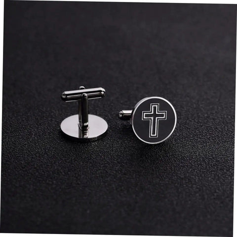 Cross Pattern Mens Cufflinks Set Fly Yet Classy Stylish Decorative Shirt Fasteners Premium Jewelry For Men on black background