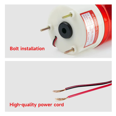 Heavy Duty Rotating Warning Light With Punchy 90Db Buzzer Red Industrial Beacon Alarm For Real Jobsites And Rig Gear 110V Ac wiring and bolt installation detail