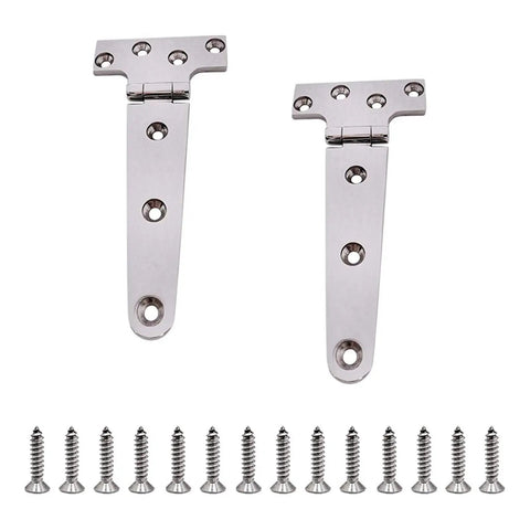 Beefy Heavy Duty T Style Door Hinges 2 Pack, Marine Grade 316 Stainless Steel Thickened Hinges with screws included