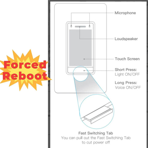Matter Smart Dimmer Switch With Weather Display And Energy Monitoring No Fuss Setup Works With Apple Home Alexa And Google Home Single Pole Neutral Wire Required Precise 0 To 100 Percent Dimming For Reading Relaxing And Movie Nights diagram showing features like microphone, loudspeaker, and fast switching tab