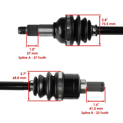 Top Shelf Heavy Duty CV Joint Axle Bearings Loaded With Precision Ball Bearings for Yamaha Grizzly with size and spline details.