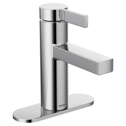 Beric Chrome Modern One-Handle Single Hole Bathroom Faucet With Drain Assembly And Optional Deck Plate For Your Bath Sink 84774