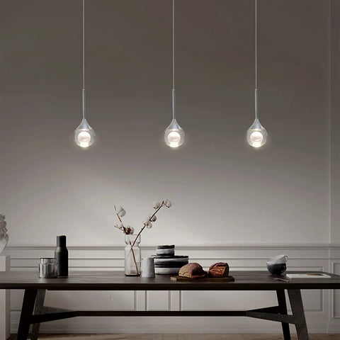 Crystal Pendant Light With Moon Glow, Modern Chrome Finish, Dimmable LED 5W Mini Hanging Light Over Dining Table