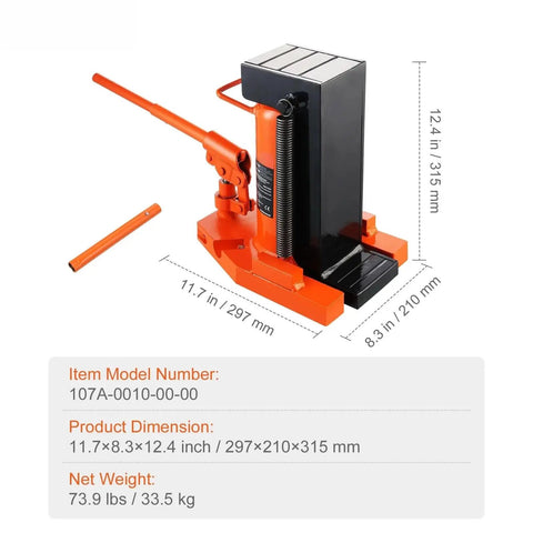 Heavy Duty Hydraulic Toe Jack Shop Essential Beast Mode Lifter With Thirty Ton Max Capacity, orange, 11.7x8.3x12.4 inches for auto repair.